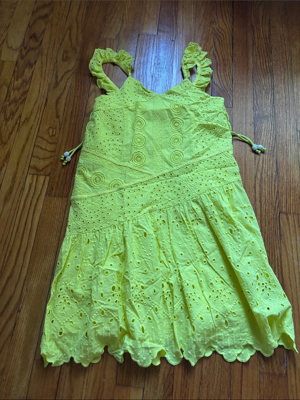 Zara Neon Yellow Eyelet Mini Dress